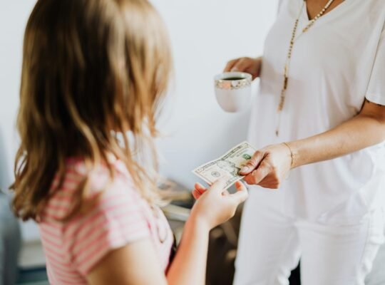 Parents teaching kids